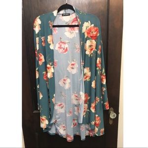 Lightweight floral cardigan hi/lo
